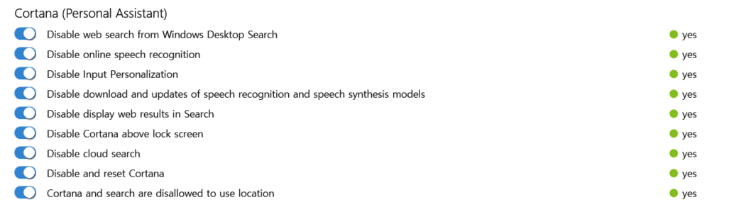 O&O ShutUp10++ 코타나