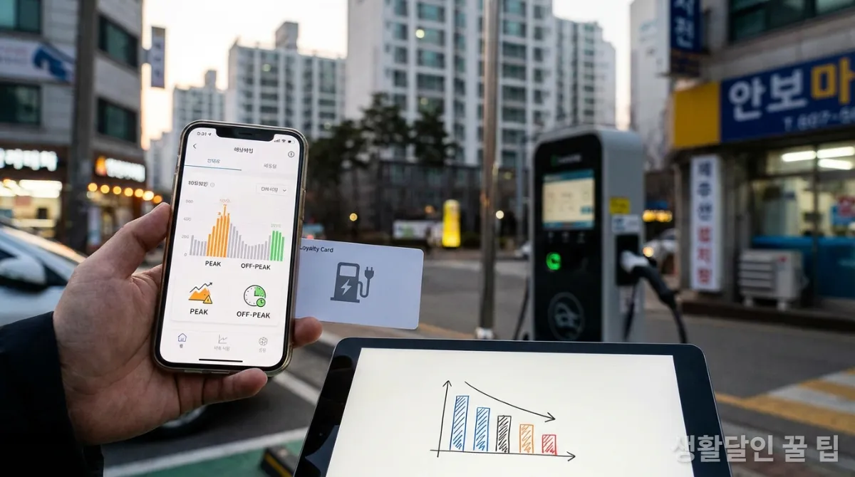 전기차 충전 비용을 절감하는 다양한 방법들을 보여주는 이미지