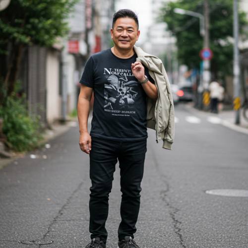 스트릿 브랜드를 입은 중년