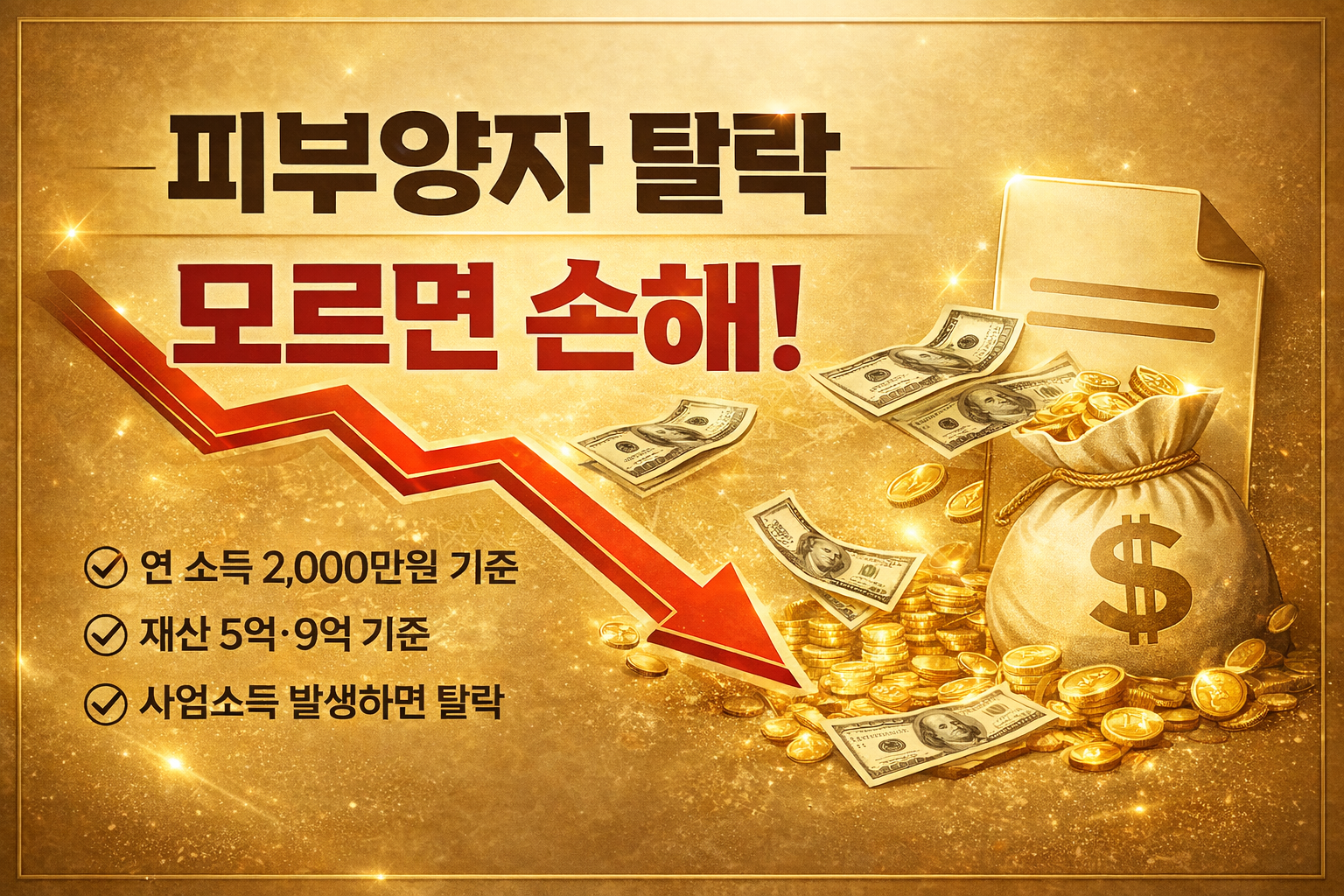 피부양자 탈락 기준 2026 건강보험료 증가 이유 소득 2000만원 재산 기준 사업소득 탈락 조건 안내 이미지 health insurance dependent loss