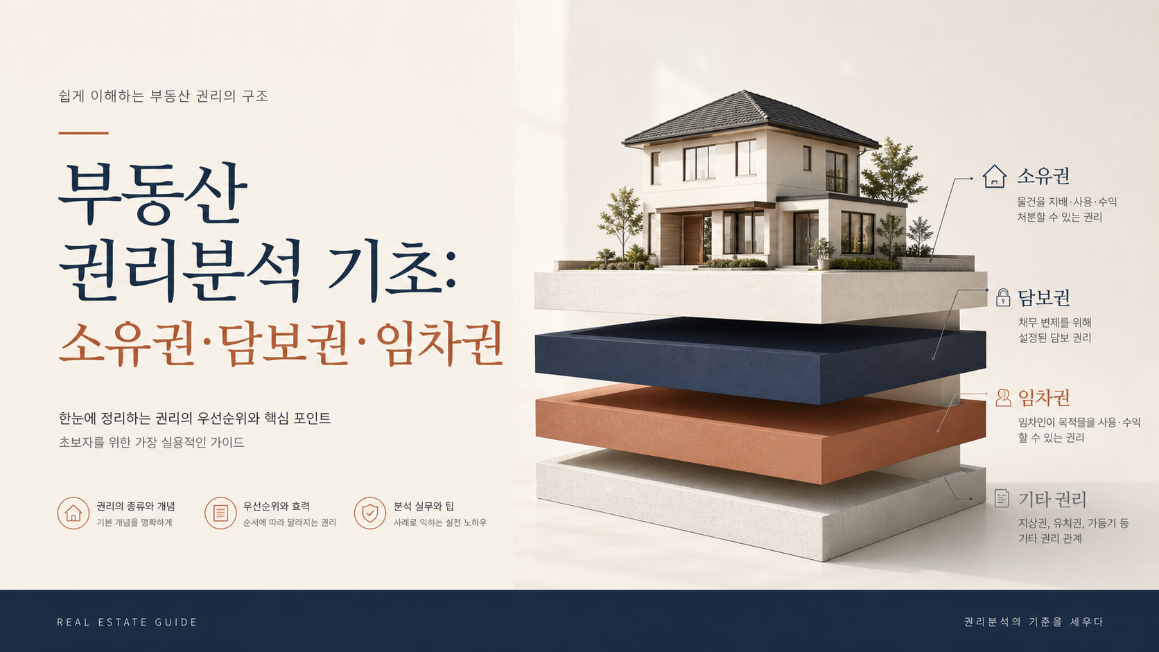 부동산 권리분석 기초: 소유권&middot;담보권&middot;임차권 핵심 개념을 설명하는 부동산 안내