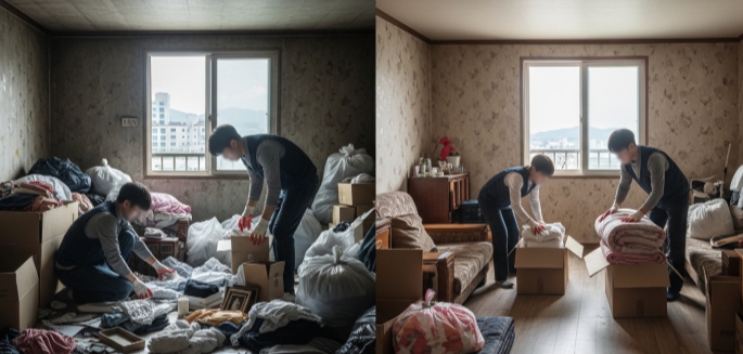 논산 고독사청소 및 정리중