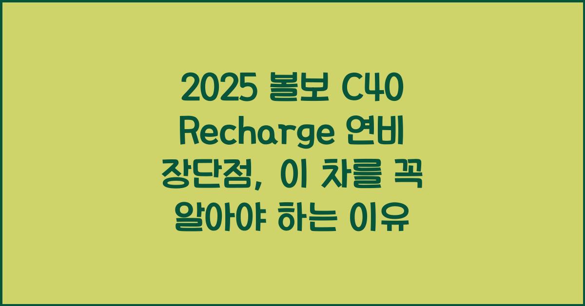 2025 볼보 C40 Recharge 연비 장단점