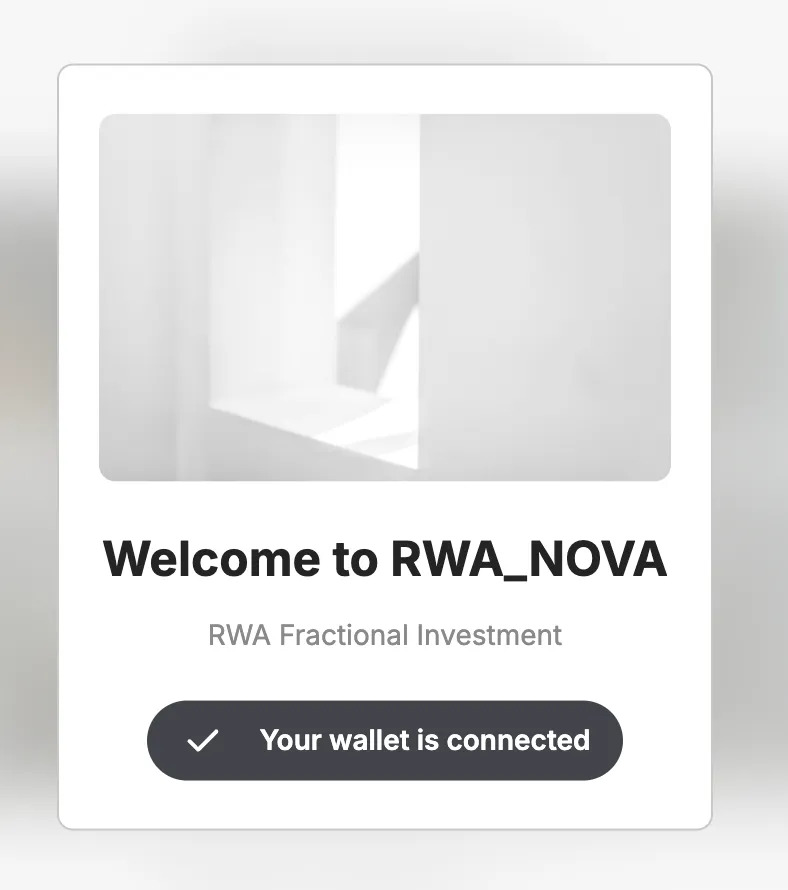 RWA Nova와 메타마스크의 연결이 완료된 이미지입니다