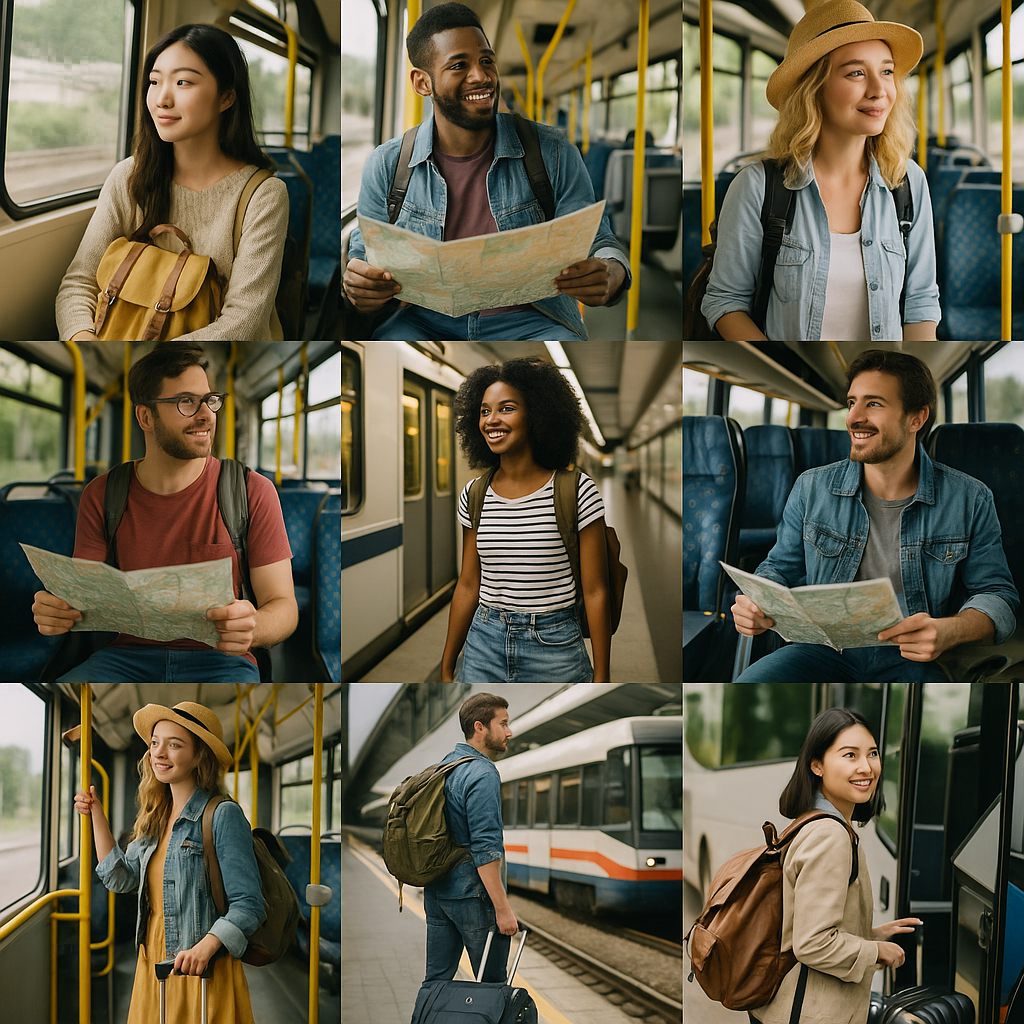 대중교통으로 여행가는 사진
