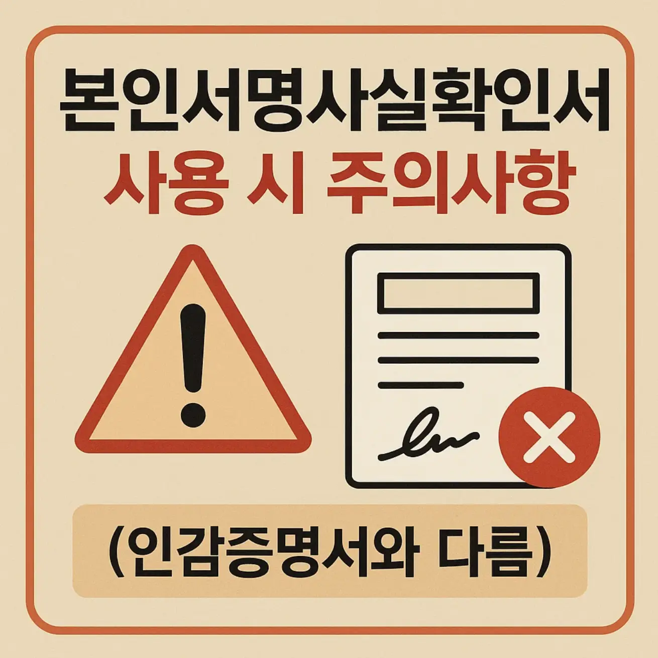 본인서명사실확인서 사용 시 주의사항 (인감증명서와 다름)