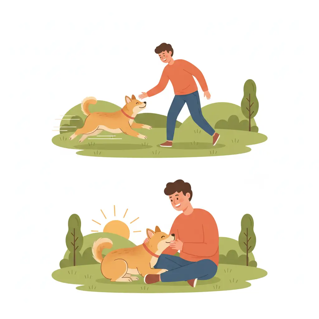 진돗개가 보호자와 교감하거나 활발하게 뛰는 모습