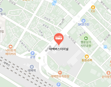 태백버스터미널 위치-지도