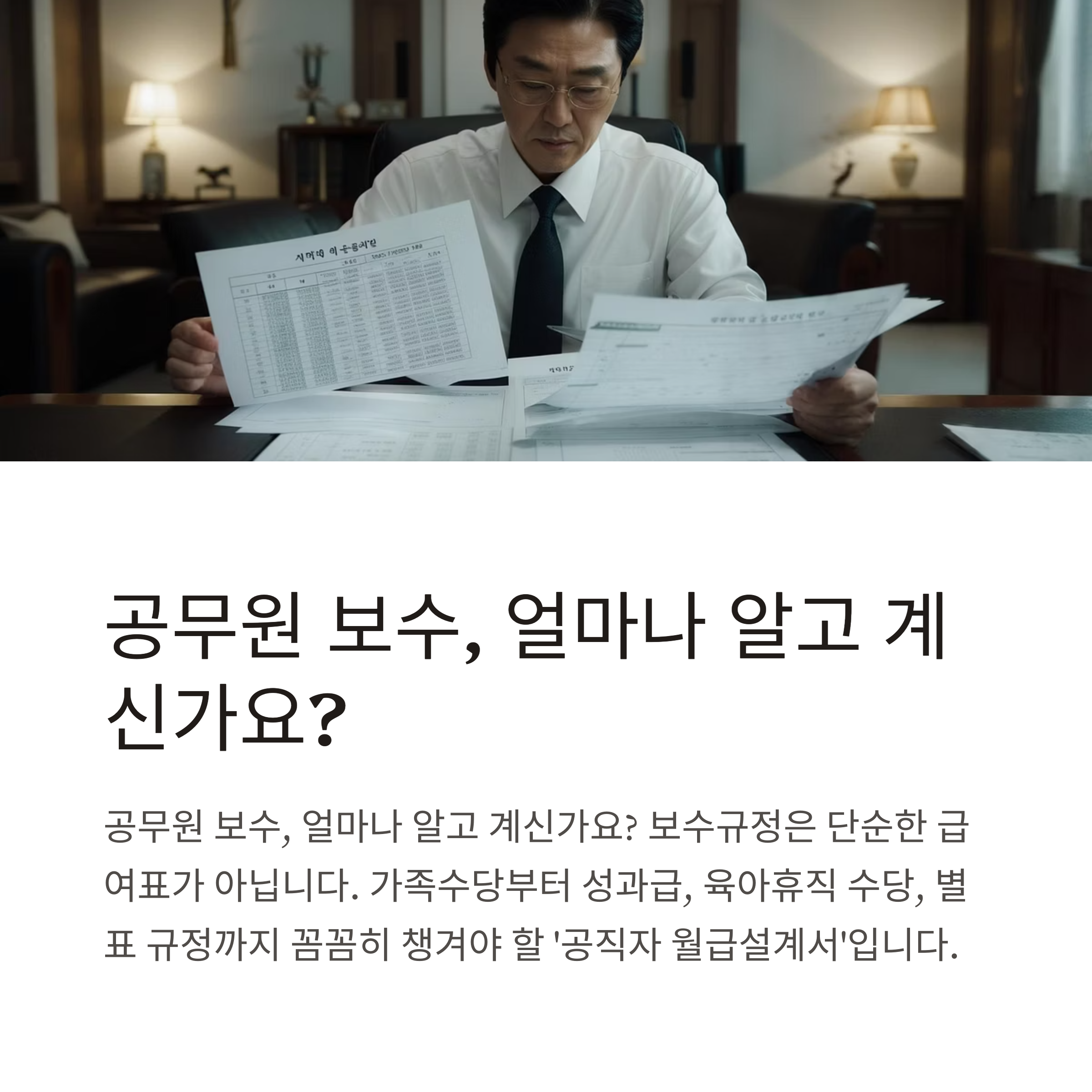 공무원 보수규정 총정리 – 가족수당·성과급·육아휴직·별표11·12·3·16·개정안까지