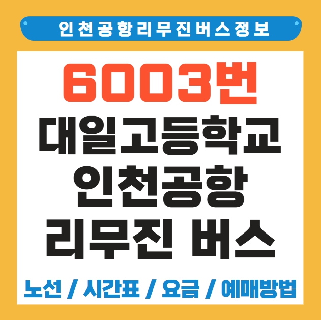대일고등학교 인천공항 리무진 버스 노선 시간표 요금 예매 방법 6003번