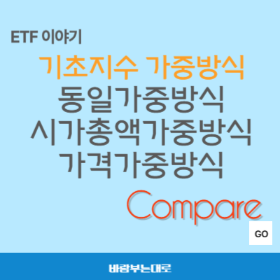 ETF 기초지수 가중 방식 알아보기(시가총액 가중방식, 동일가중방식, 가격가중방식)