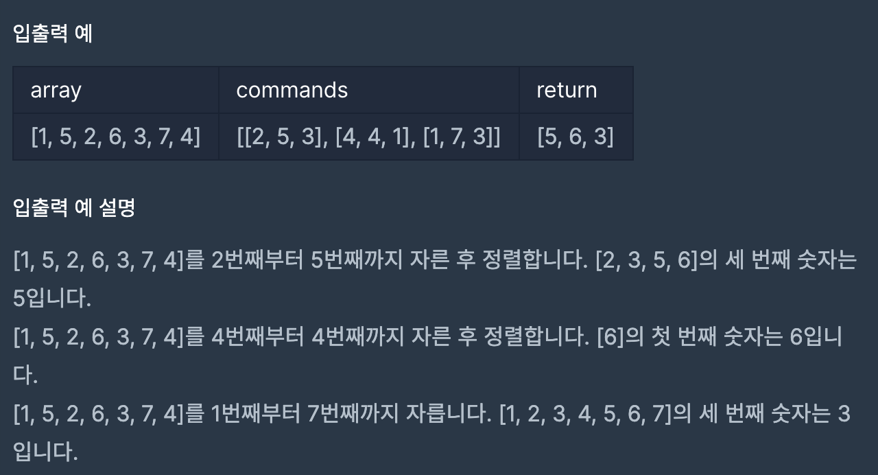 프로그래머스 K번째 수 설명 3