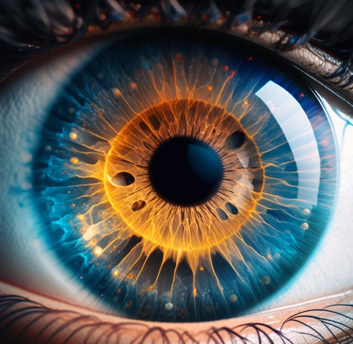 루테인(Lutein)의 효능을 설명하기 위한 건강 한 눈을 표현한 CG