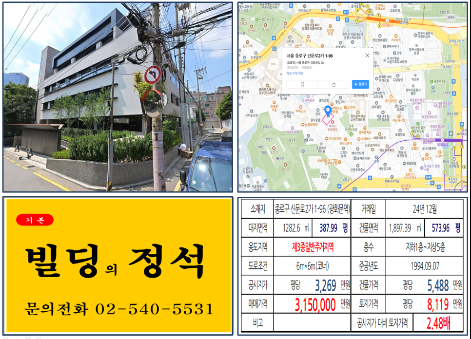 종로구 신문로2가 1-96번지 건물이 2024년 12월 매매 되었습니다.