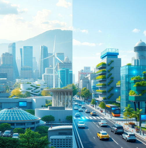 미국과 한국의 AI 환경 기술 이미지