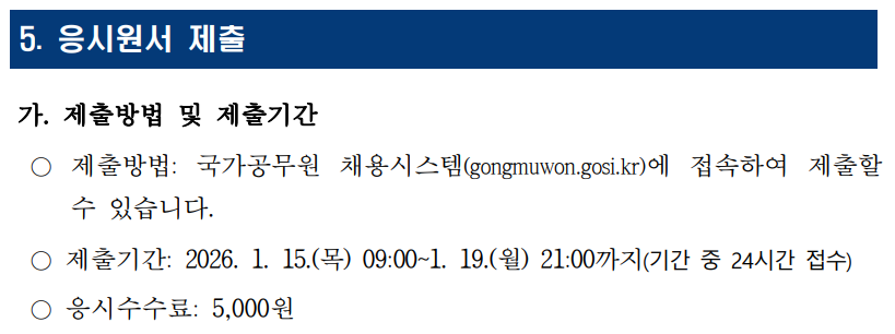 계리직 공무원 원서 제출
