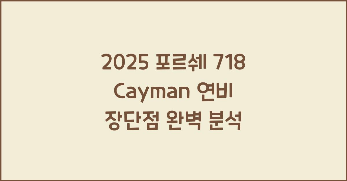 2025 포르쉐 718 Cayman 연비 장단점