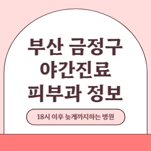 부산 금정구 야간진료 피부과 병원 (18시 이후 늦게까지하는 병원)