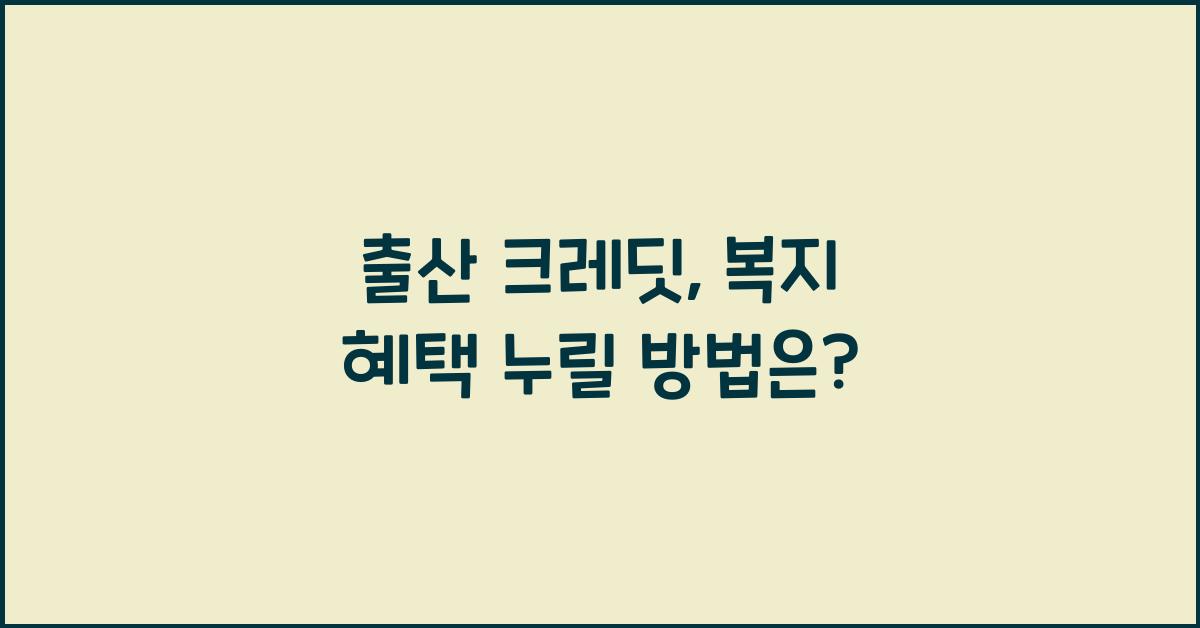 출산 크레딧, 복지 혜택