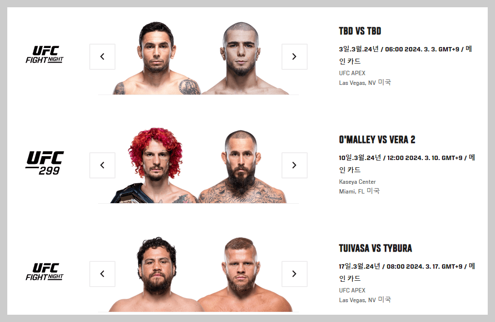 UFC 경기일정