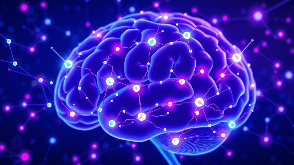 신경가소성 이론을 보여주는 뇌 신경 네트워크 디지털 일러스트