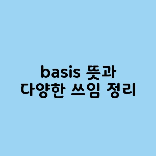 basis 뜻과 다양한 쓰임 정리