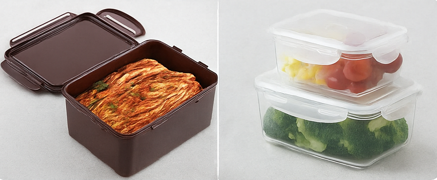 냉장고 김치통 vs 밀폐용기, 차이는