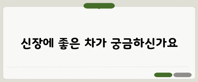 신장에 좋은 차 추천 염분 배출과 독소 제거에 도움