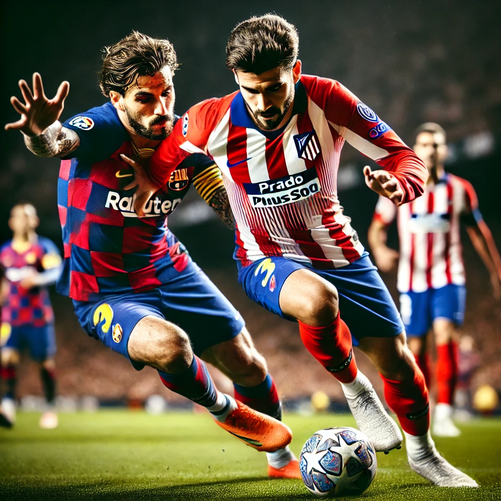 아틀레티코 마드리드 선수가 드리블하는 모습