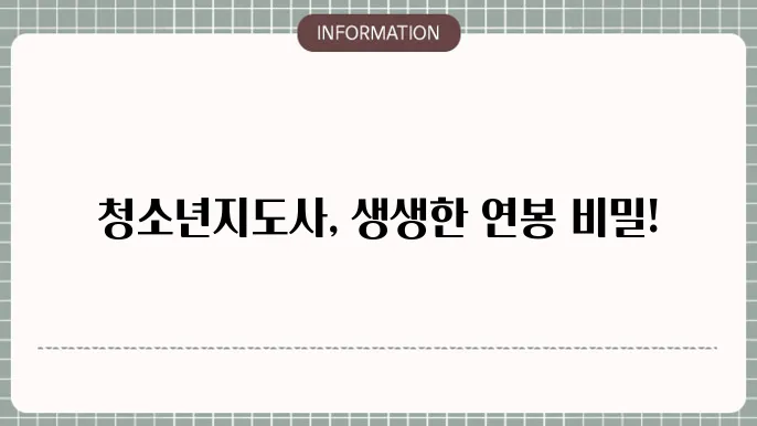 청소년지도사 연봉 월급 취업진로