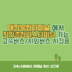 대전복합터미널에서 천안종합버스터미널 가는 시외버스 시간표 최신정보