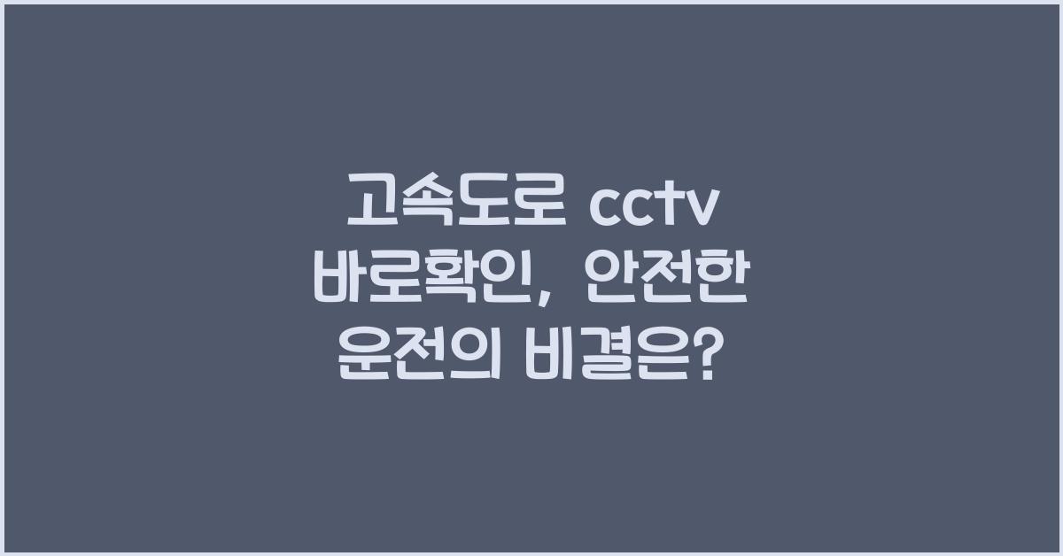 고속도로 cctv 바로확인