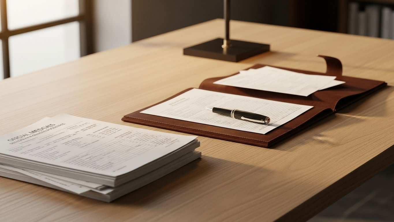 보험금 청구 거절을 방지하기 위해 진단서와 진료비 내역서를 완벽하게 구비한 책상의 모습