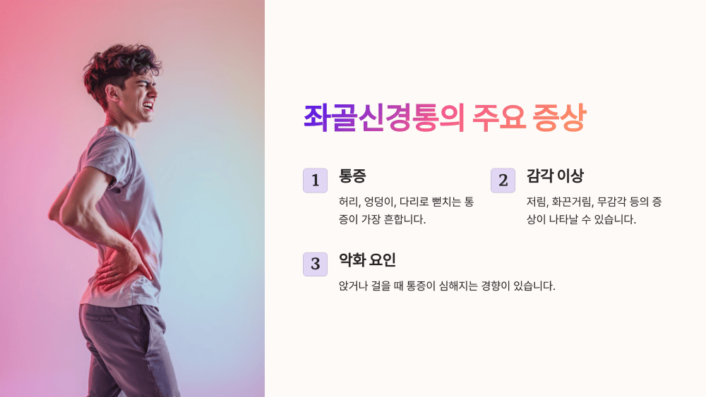 좌골신경통의 주요 증상