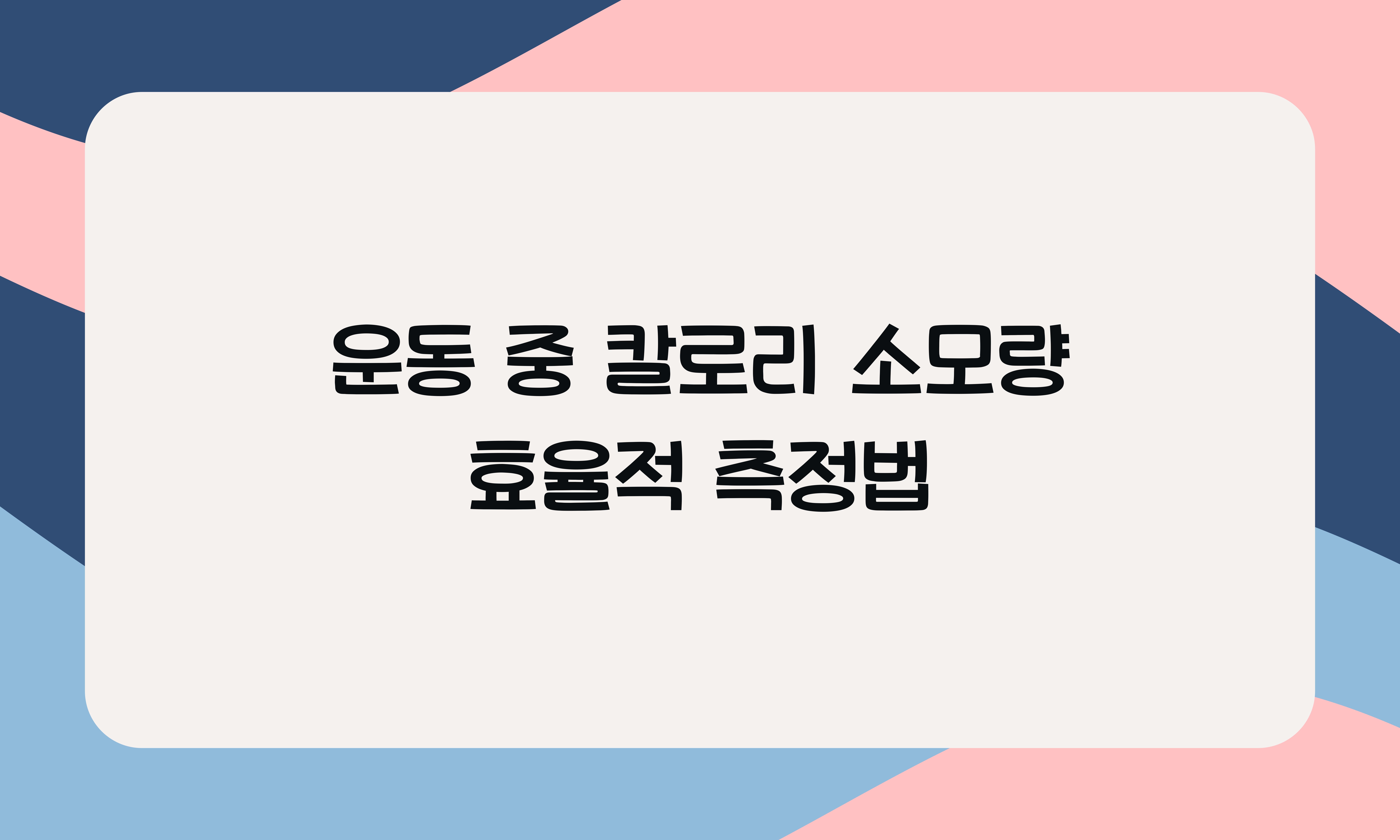 운동 중 칼로리 소모량