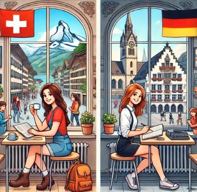 스위스 어학연수와 독일 어학연수하는 유학생 모습 비교사진