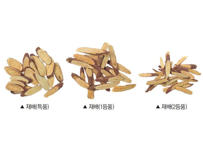 재배 감초 등급별 모습