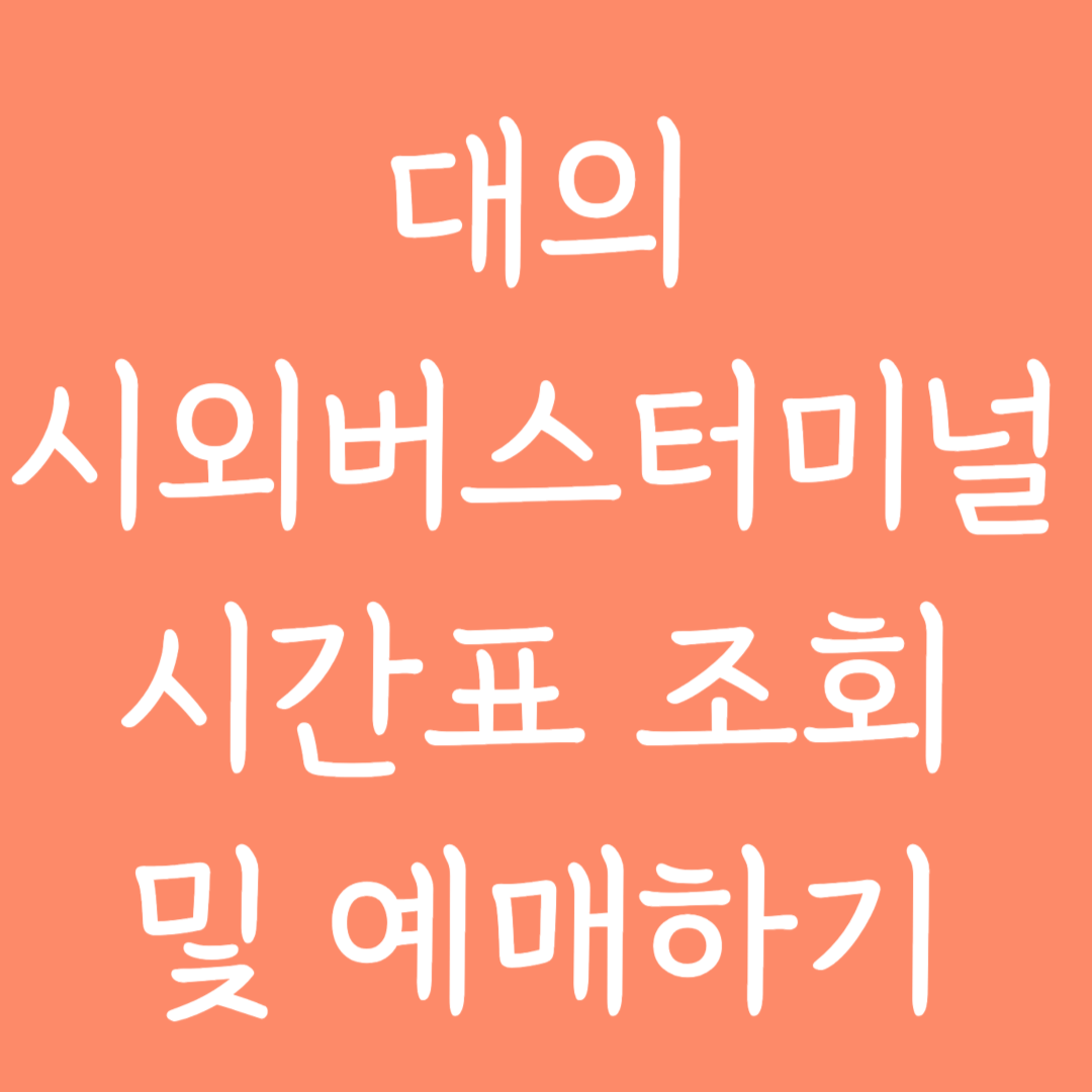 대의 시외버스터미널 시간표 조회 및 예매하기