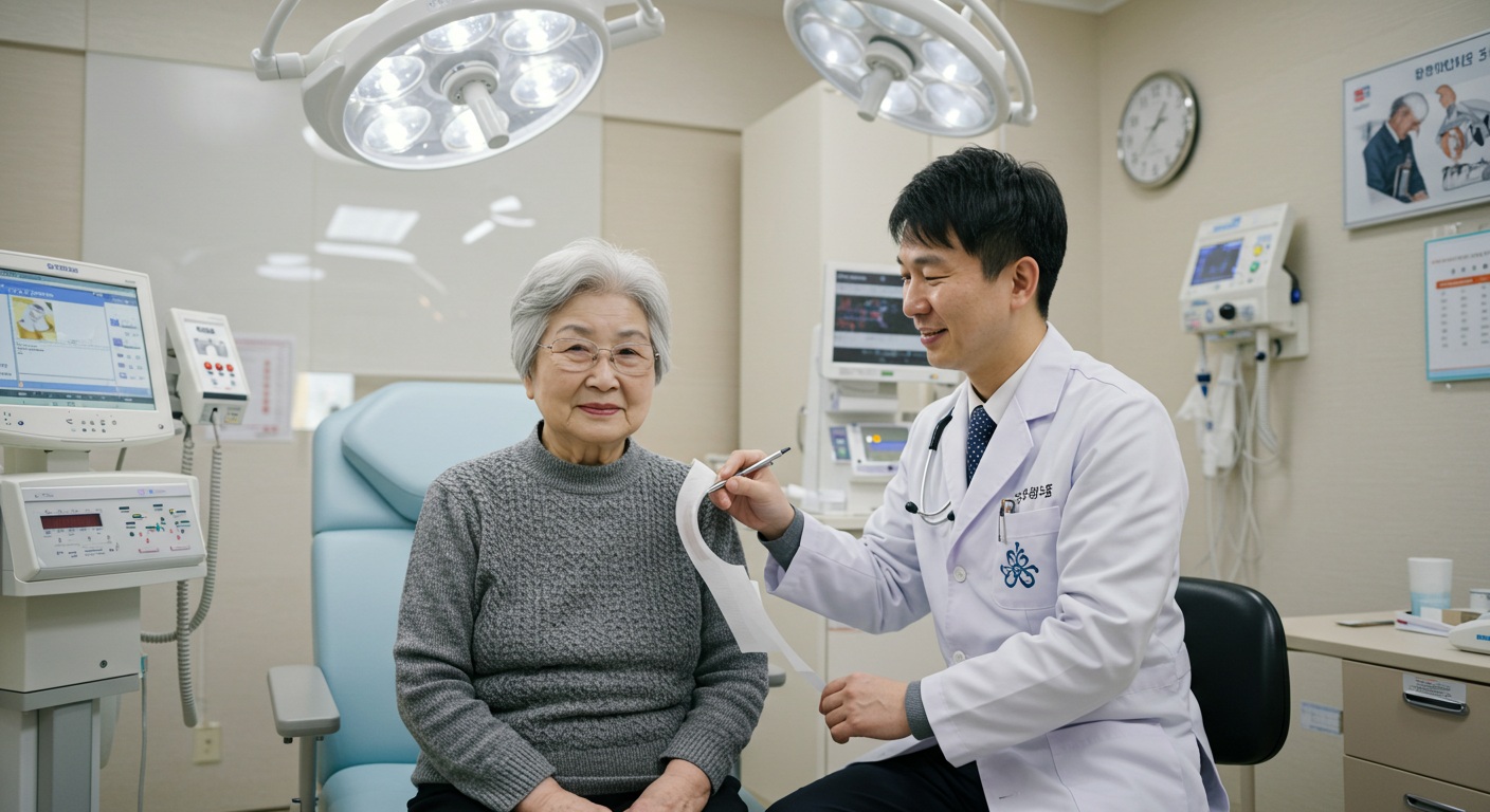 노인 건강검진을 받는 모습