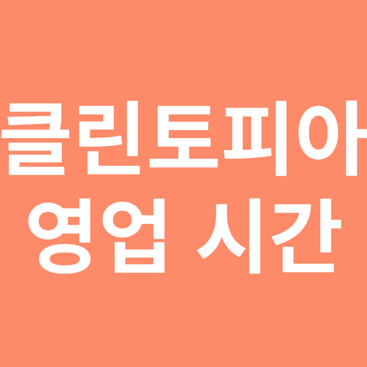 클린토피아 영업시간과 가격