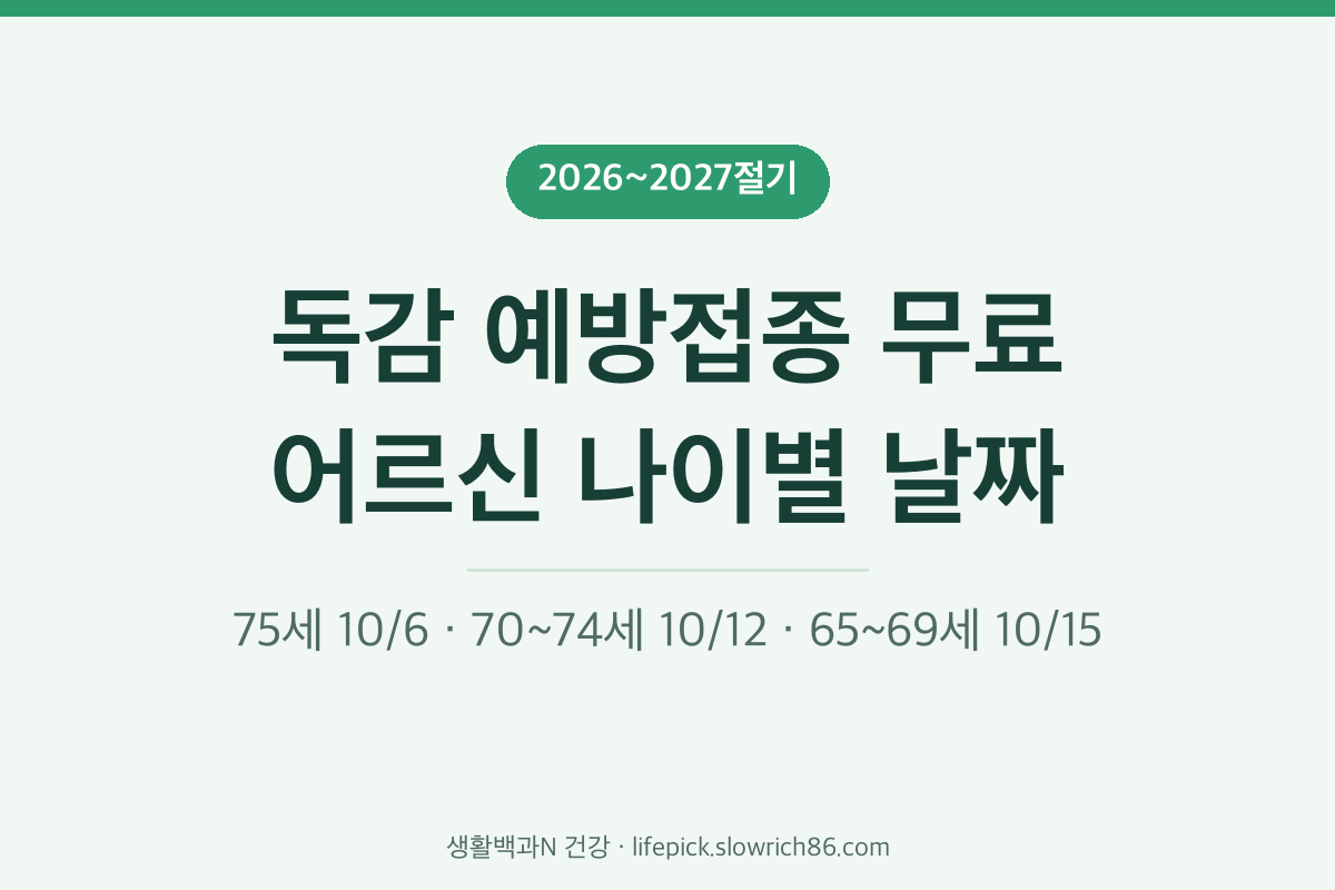 2026 독감 예방접종 무료 대상 어르신 나이별 날짜
