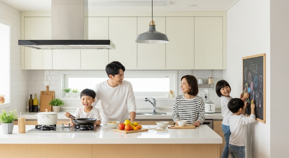 쌀 보관 등 위생이 중요한 가족 주방 이미지