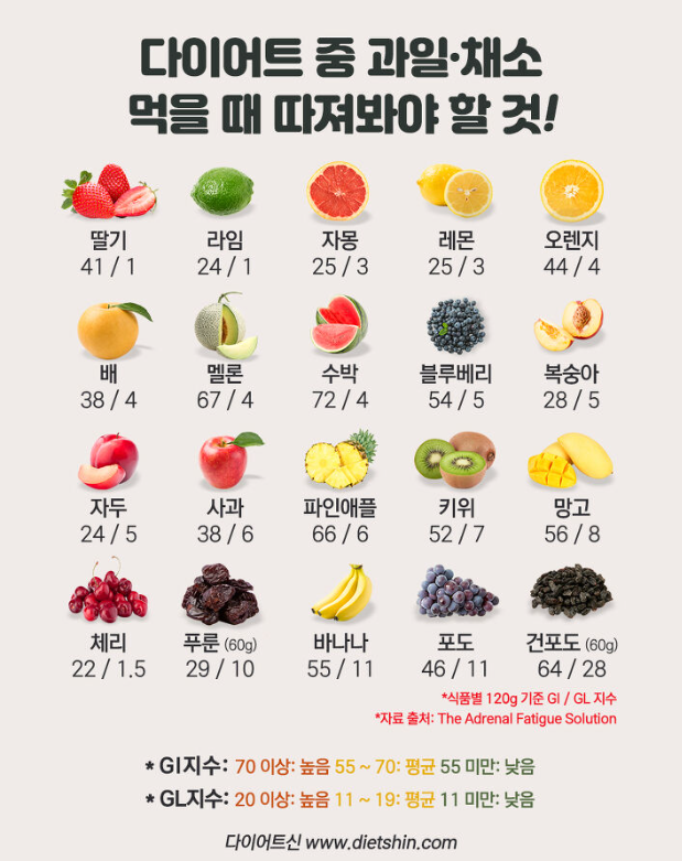 과일,채소 GI지수