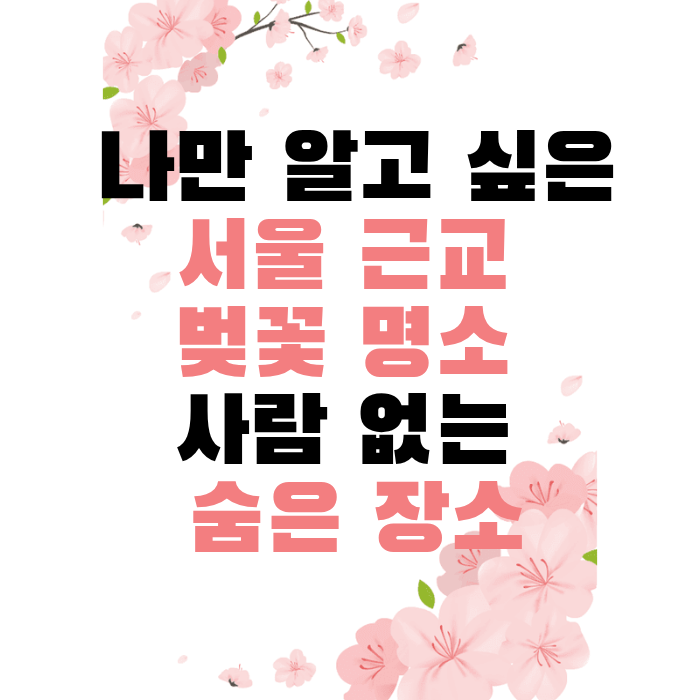 나만 알고 싶은 서울 근교 벚꽃 명소 사람 없는 숨은 장소