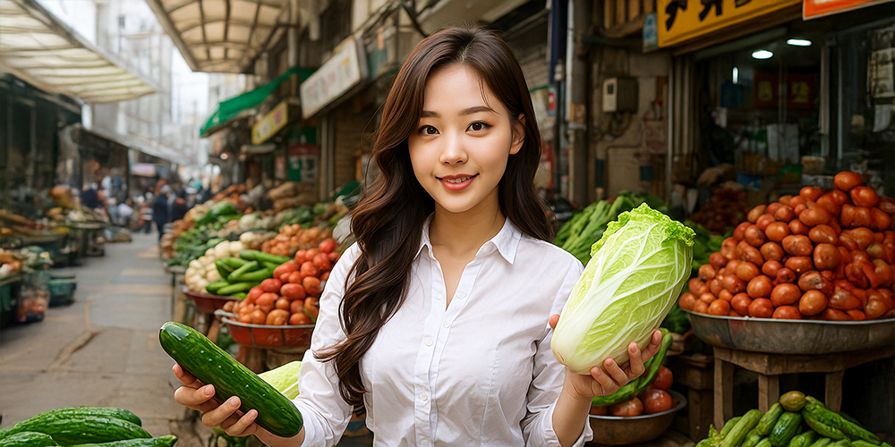 시장에서 장보는 사람
