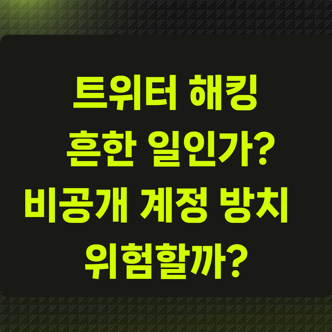 트위터 해킹, 정말 흔한 일인가요?