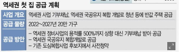 청년 원가 주택, 역세권 첫집 공급 계획