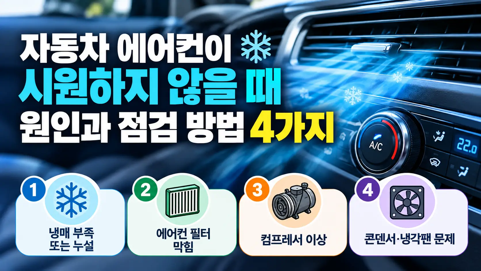 자동차 에어컨이 시원하지 않을 때 원인과 점검 방법 4가지