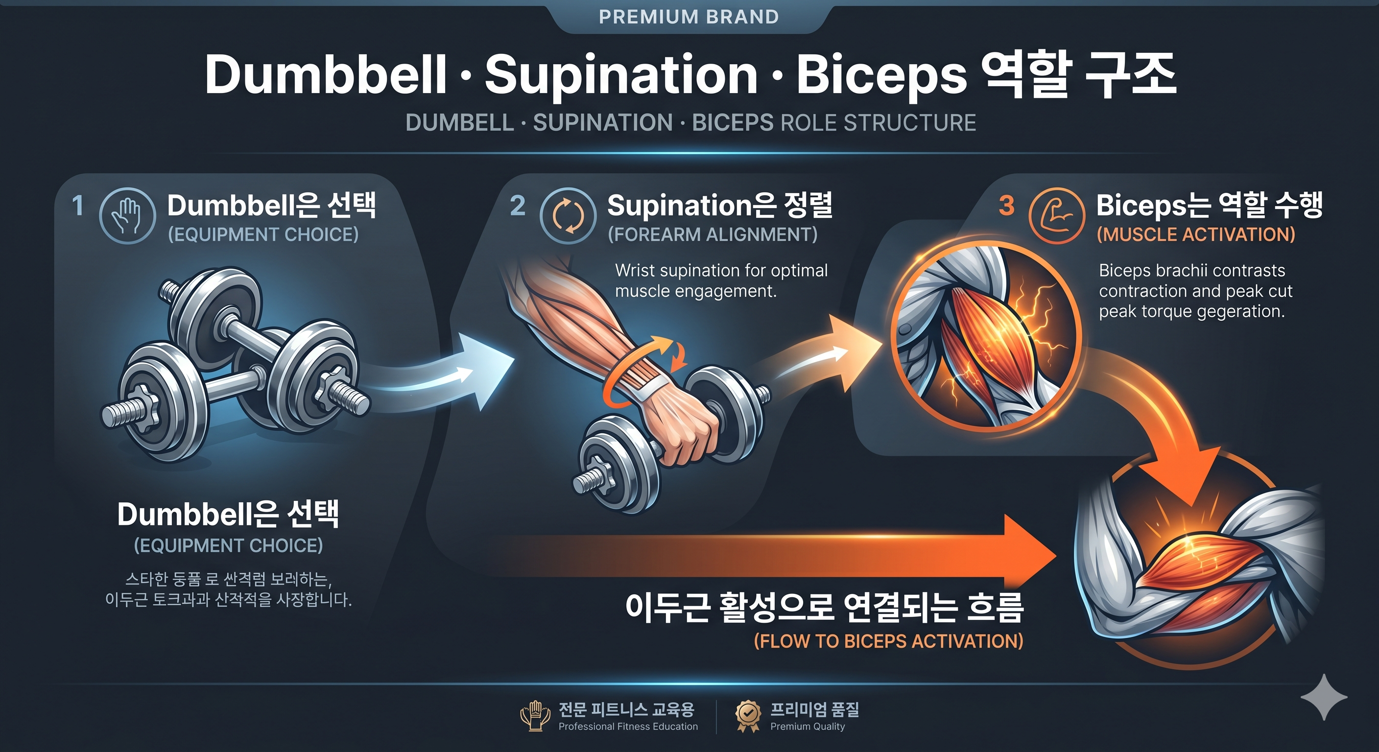Dumbbell · Supination · Biceps 역할 구조