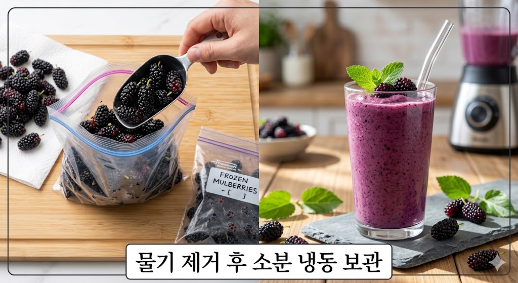 오디 냉동 보관법 소분 먹는법 스무디 만들기